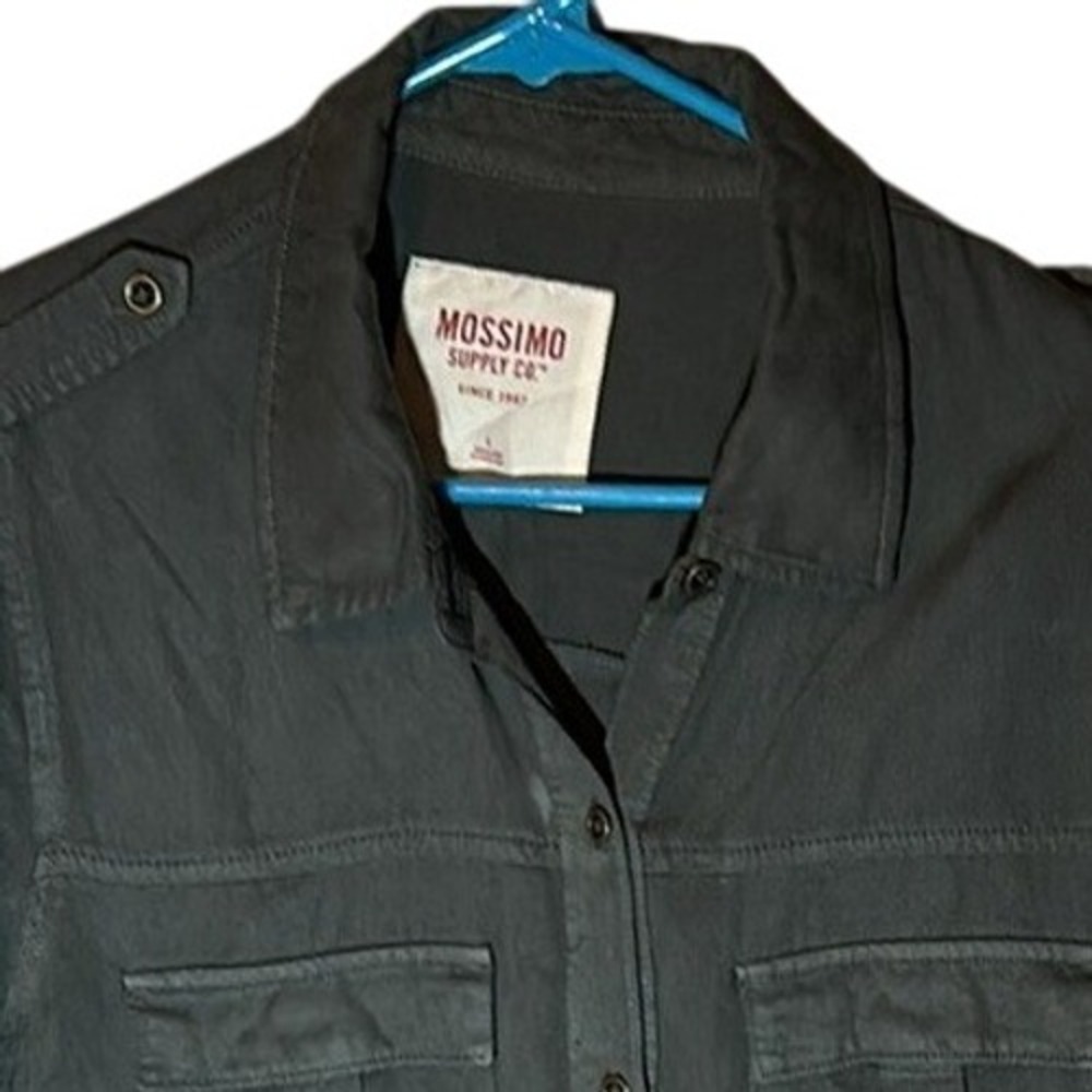 Mossimo Supply‎ Co. Gray Utility Shirt Long Sleeve Button Up Top Size L